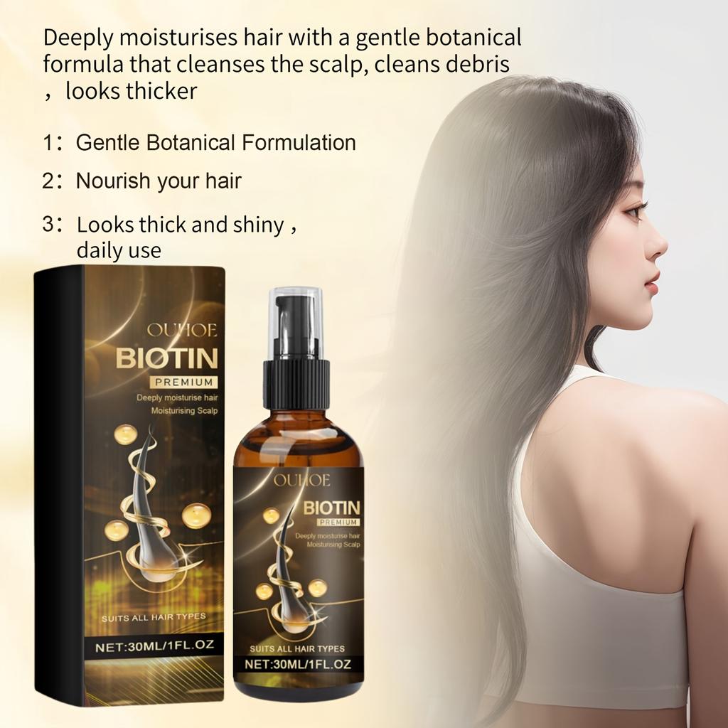 Biotin Hair Essence Spray Contains Biotin,Ginger, Ginseng Root Extract Hair Moisturizing Scalp Massage Care Essential Oil Improve The Texture of Hair
