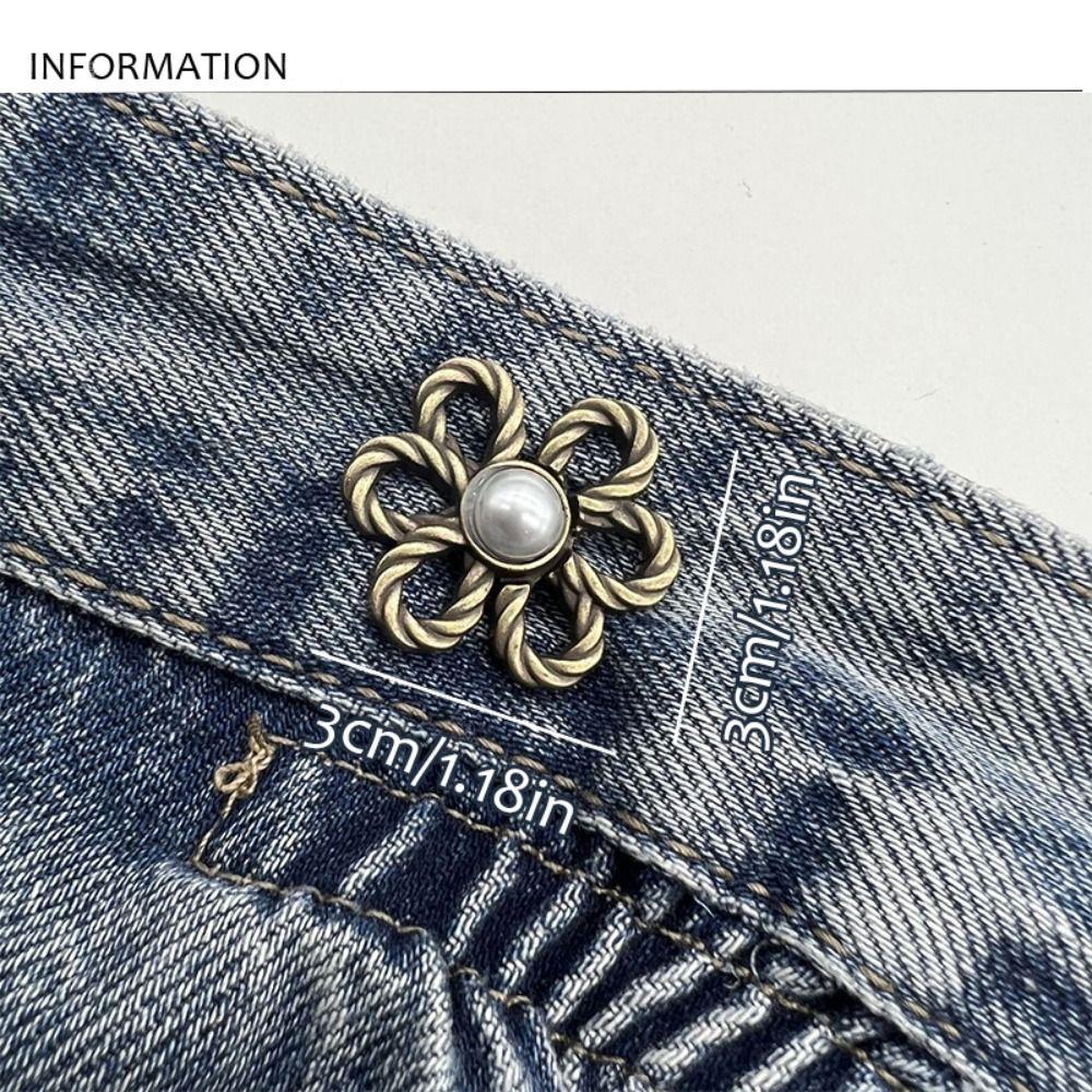 Button Clasps Flower Pants Button Tightener Waist Buckle Jean Buttons for Loose Jeans Skirts