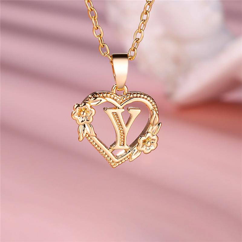 

Милое женское ожерелье с подвеской в виде буквы от A до Z, цвет желтого золота, свадебное украшение, подарок для женщин