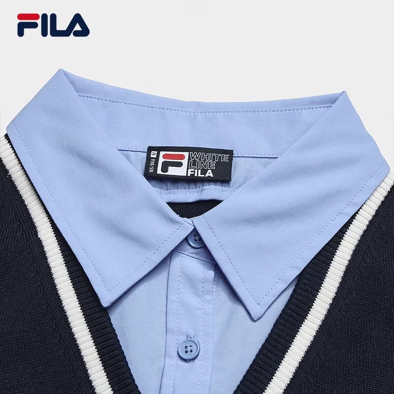 FILA Women's Faux Two-Piece Color Block Polo Knit Shirt
