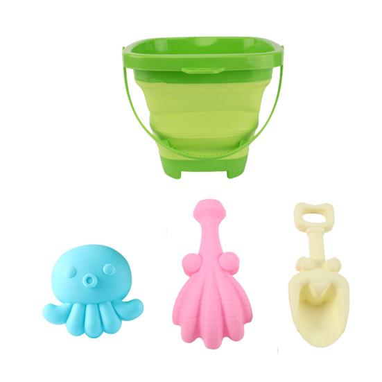 

Kids Collapsible Beach Bucket Set with Sand Toys Portable Sand Digging Bucket Shovel Beach Sand Play Tool for Outdoor Play зелёный