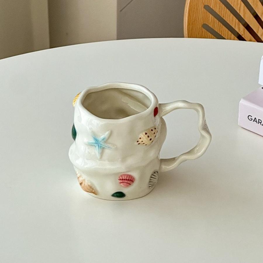 

300ml Milk Cup Seashell Ceramic Mug Ocean Themed 3D Coffee Cup Cute Gift for Women/Men Handmade Festival Gift Kitchen Accessorie 300ml