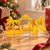 Christmas Party Supplies Acrylic Nativity Scene Ornament Manger Tabletop Decor Gold Desktop Decoration Elegant Holiday Home Display And Festive