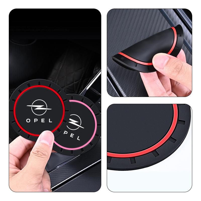2pcs Car Coasters Silicone Cup Holder Coaster Mats Accessories For Opel Insignia Vivaro Vectra Astra Corsa Zafira Mokka Meriva
