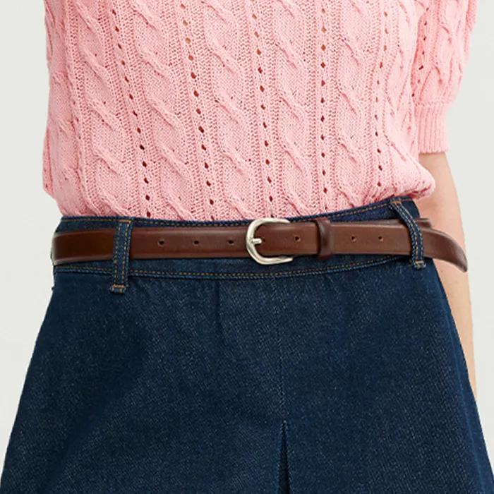 [11th]BAENGNOKDAM Leather belt (Ivory/Burgundy/Navy/Beige/Black/Brown/Chocolate)
