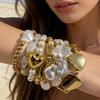 European And American Fashion Love Imitation Multi-Layer Pearl Bracelet Set Temperament Advanced Sense Beaded Ins Style
