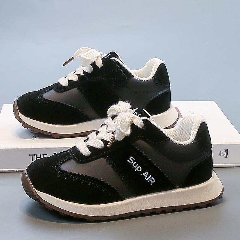 2025 Spring and Autumn Popular Children's Leather Sneakers Women's Treasure Soft Sole Non-slip Casual Shoes Fashion Boys Forrest Gump Shoes