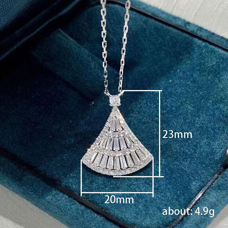 Luxury skirt fan necklace, ladder square diamond small skirt light luxury dinner elegant fashion jewelry