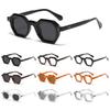 Óculos de sol femininos quadrados vintage polígono moda pequenos óculos de sol hexagonais UV400 rebites óculos de sol tendência esportes ao ar livre
