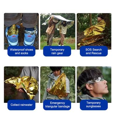 Coperta d'Emergenza Sopravvivenza Outdoor Soccorso Primo Soccorso Foglio Termico Ipotermia Antivento Multiuso Per Esplorazione Campeggio