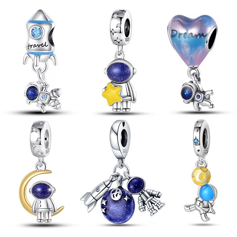 Fashion Copper Astronaut Space Series Charms Beads Fit Qikaola Original Bracelets Diy Anniversary Jewelry