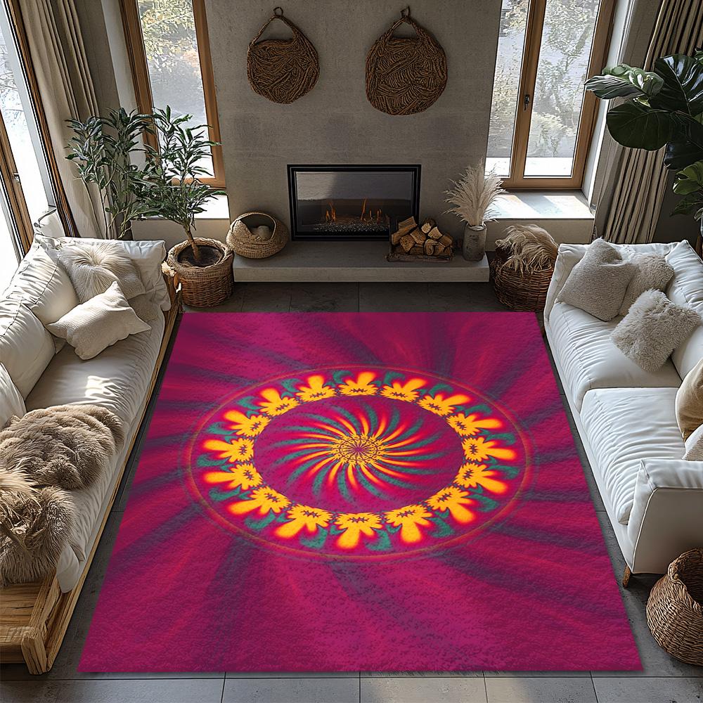 Unique Abstract Area Rug Modern Non-Slip Floor Mat Home Decor Living Room Bedroom Carpet Washable Stylish Design Vibrant Colors