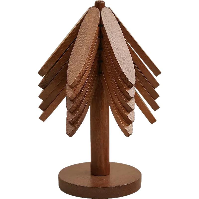 Walnut Color Bamboo Placemat Anti-Scald Insulated Pad for Dining Table - Heat-Resistant Coaster Ornament