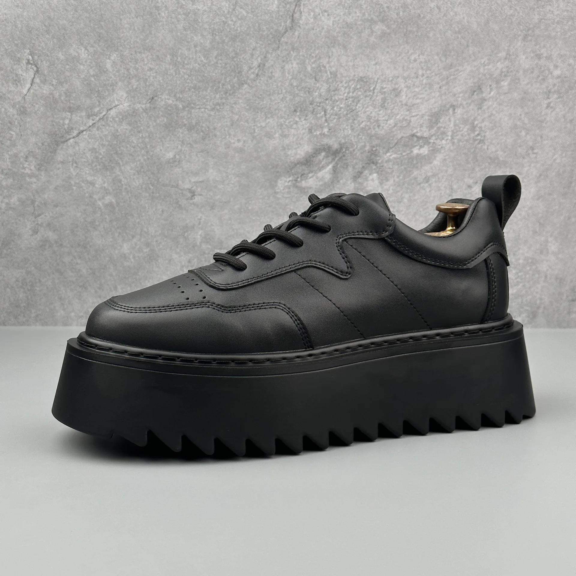 

New High Quality Men s Shoes Thick soled Height Increasing Casual Skateboarding Shoes for Youth Outdoor Running Sports Shoes 39 чорний