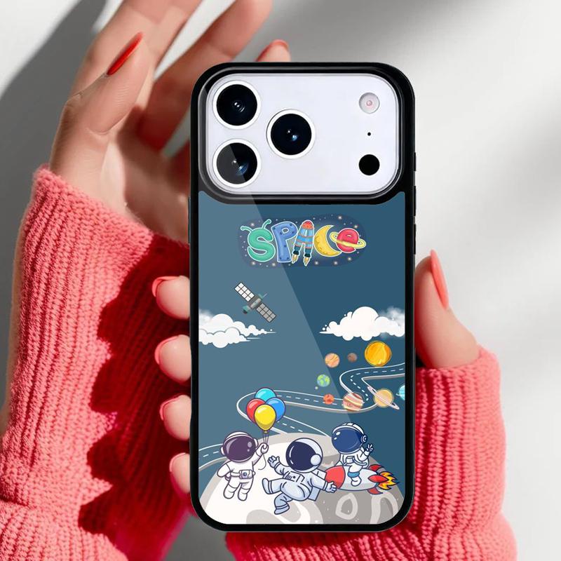 Cute galaxy Astronaut Phone Case for iPhone 17 16 15 14 13 Pro Max Back Cover for 12 11 Pro Coque