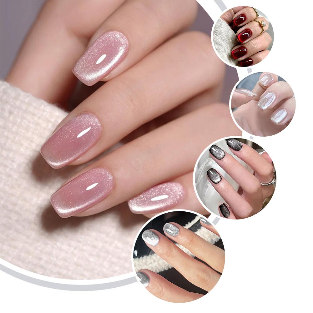 24 PZ Unghie Finte Corte Occhio di Gatto Riutilizzabili Glitterate Unghie Finte Unghie Finte Mandorla Dolce Per Donne Manicure Fai da Te