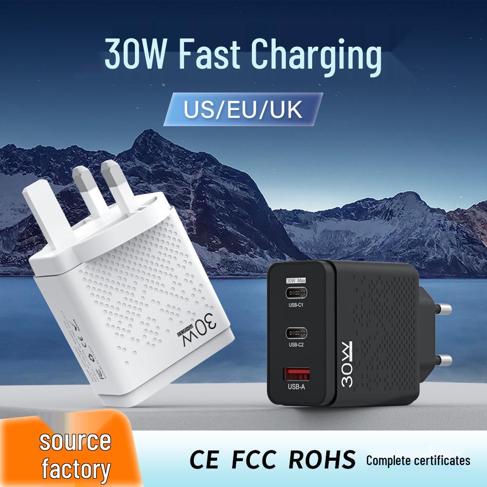 30W Dual-Port Fast Charger Type-C & USB (EU/US)