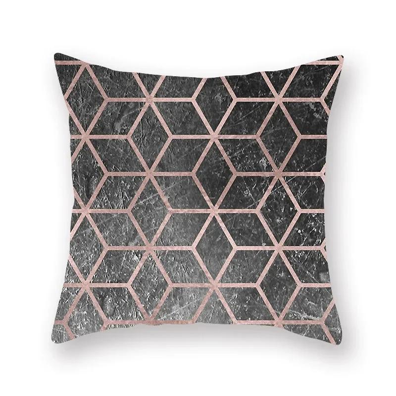 Rose Pink Geometric Marble Cushion Covers Hot Modern Nordic Decorative Throw Pillow Covers Sofa Car Seat Home Pillowcase 45*45Cm