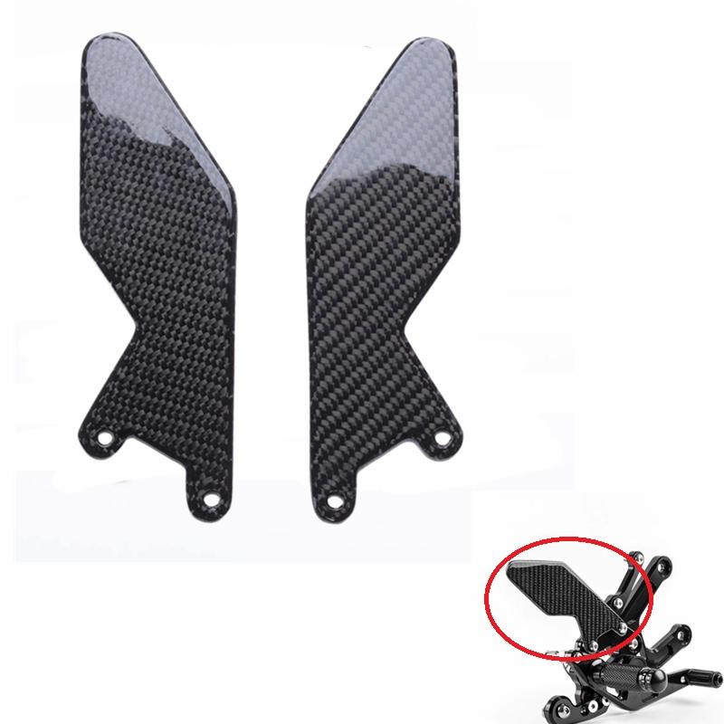 Universal Motorcycle Carbon Fiber Foot Peg Plate Rearset Heel Guard Accessories for Streetfighter 848 1098