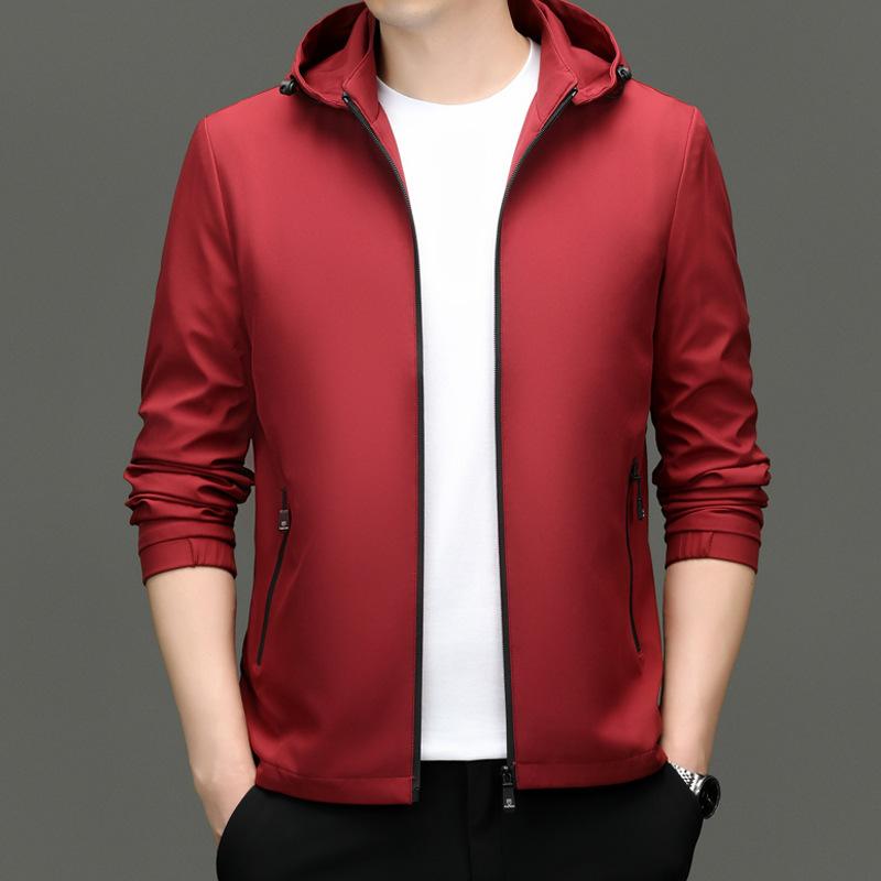 Young Men's Spring and Autumn Hooded Casual Jacket Solid Color Thin Jacket Fashion Trend Loose Jacket New Style for Men