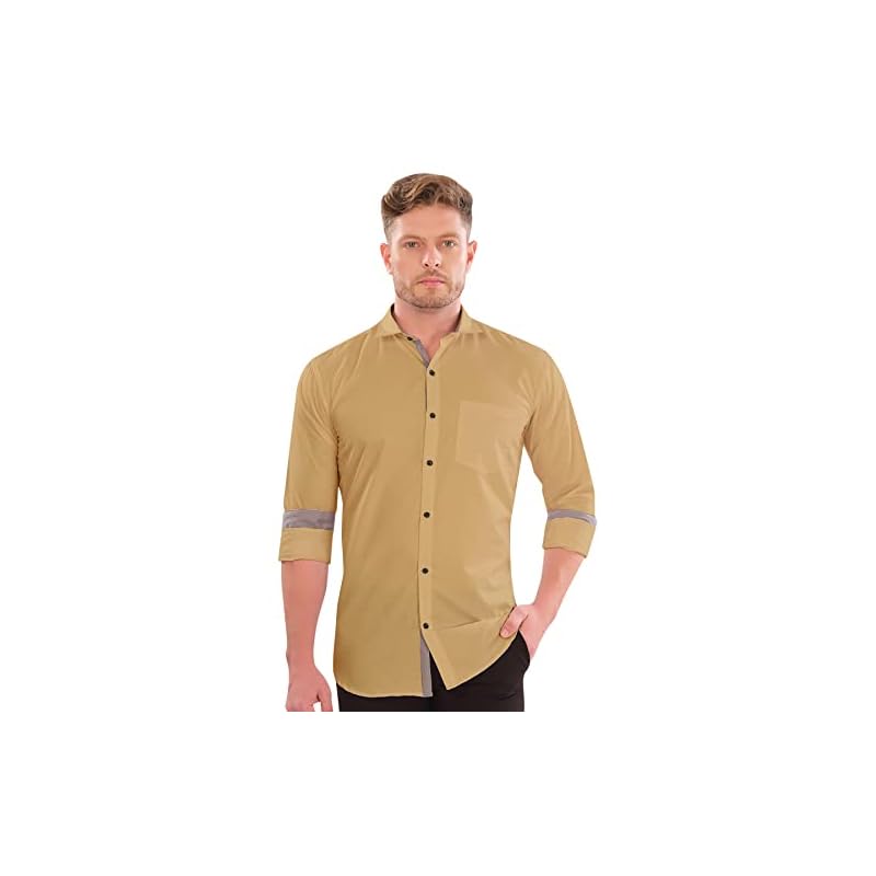 LookMark Men' Cotton Blend Stitched Solid Full Sleeve Shirt(Shirt 02M)
