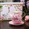 Creative Bone China Flower Tea Cup Pot One Person Set High Value Ceramic Tea Pot Cup Saucer Tea Pot For Noble Gifts