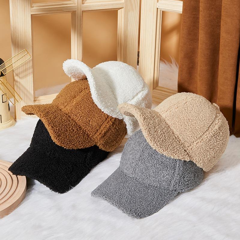 Winter baseball cap medium and old thickened warm cap children's wind and cold lamb plush hat