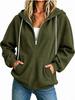 New European and American Women's Clothing Semi-zipper Hooded Sweater Loose Long-sleeved Drawstring Casual Top Spot Women
