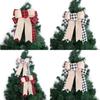New Christmas Plaid Bow Ornament Double Layered Stylish Christmas Tree Decoration