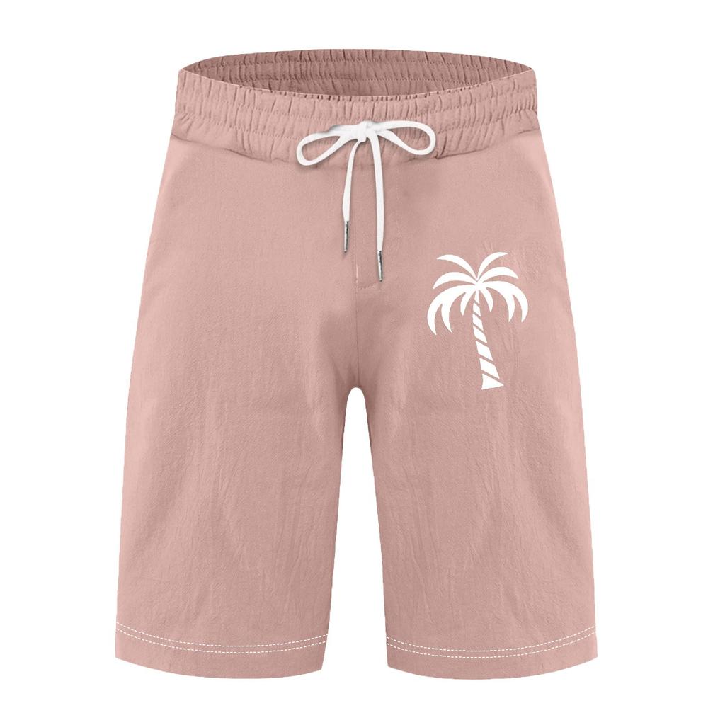 Shorts esportivo masculino de algodão linho casual solto pijama casual bolso shorts de corrida