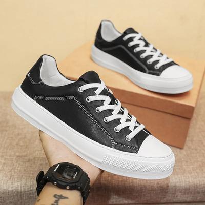 Fashion Luxury Brand Men Flat Genuine Leather Vulcanized Shoes Casual Versatile Walking Thick Sole Antiskid Lace-Up Muller Shoes 2024New