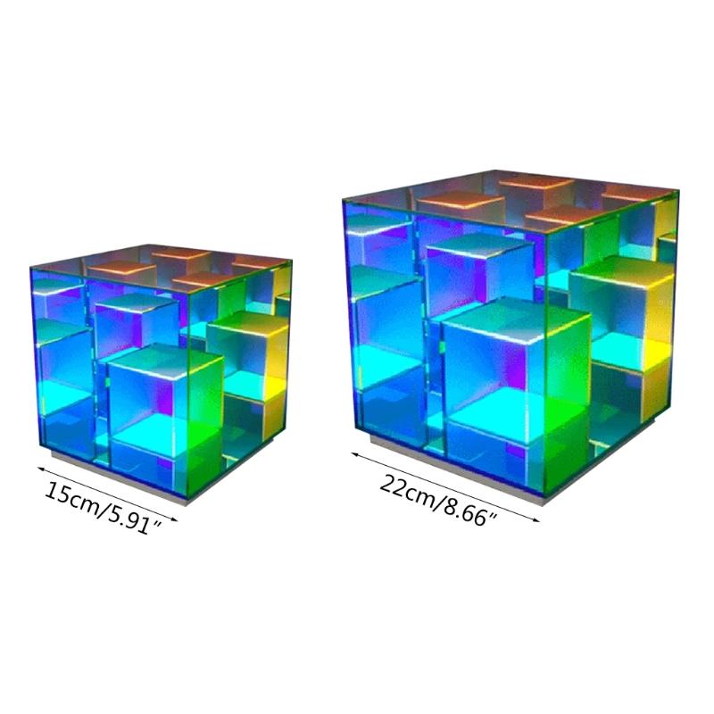 Modern Mood Lamp 3D Cube Table Lamp Acrylic Glass 3D Cube Visual Lighting for Bedroom Living Room Coffee Shop Decor
