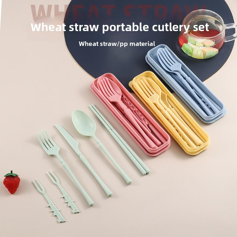 Compact Travel Camping Waist-High Seven-Piece Cutlery Set