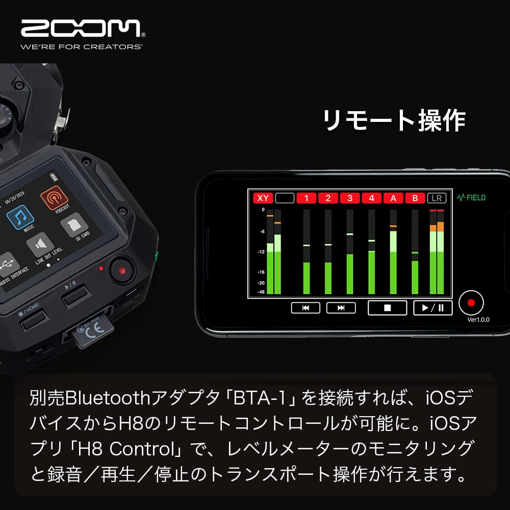 ZOOM H8 Handy Recorder: 12-track recording, 8-channel input, 24-bit float recording, interchangeable microphone capsules, ideal for video and music pr