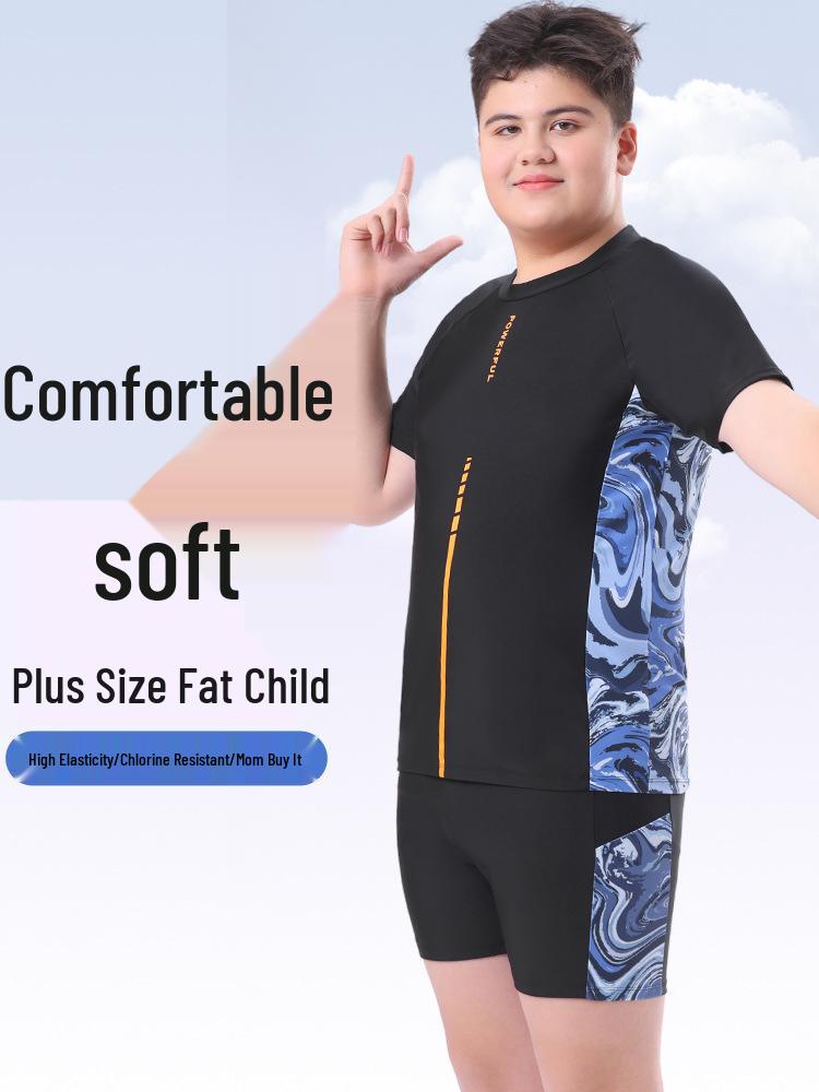 Plus Size Big Kids' Sun Protection Swimsuit - Short Sleeve Split Swimwear for Boys 2026