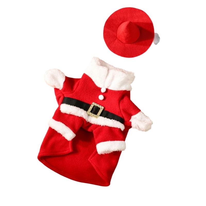 Red Crochet Santa Geese Costume Soft Yarn Outfit Seasonal Yard Decoration Handcrafted Santa Geese Costume