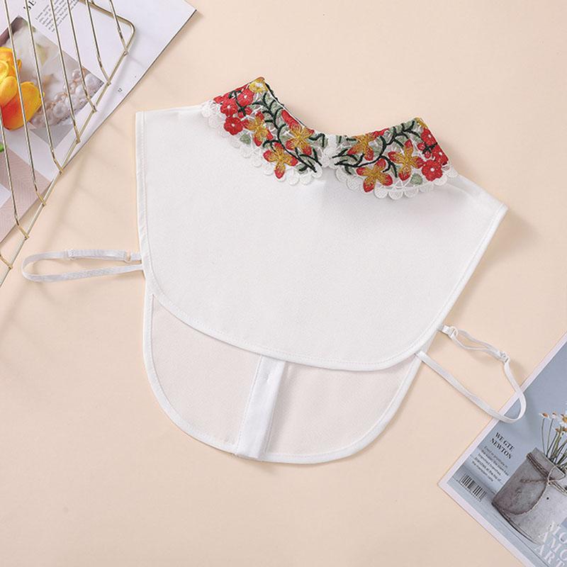 Perfect Match Vintage White False Collar With Embroidery Fake Collar Women Chiffon Detachable Collars Nep Kraagie Clothing Accessories