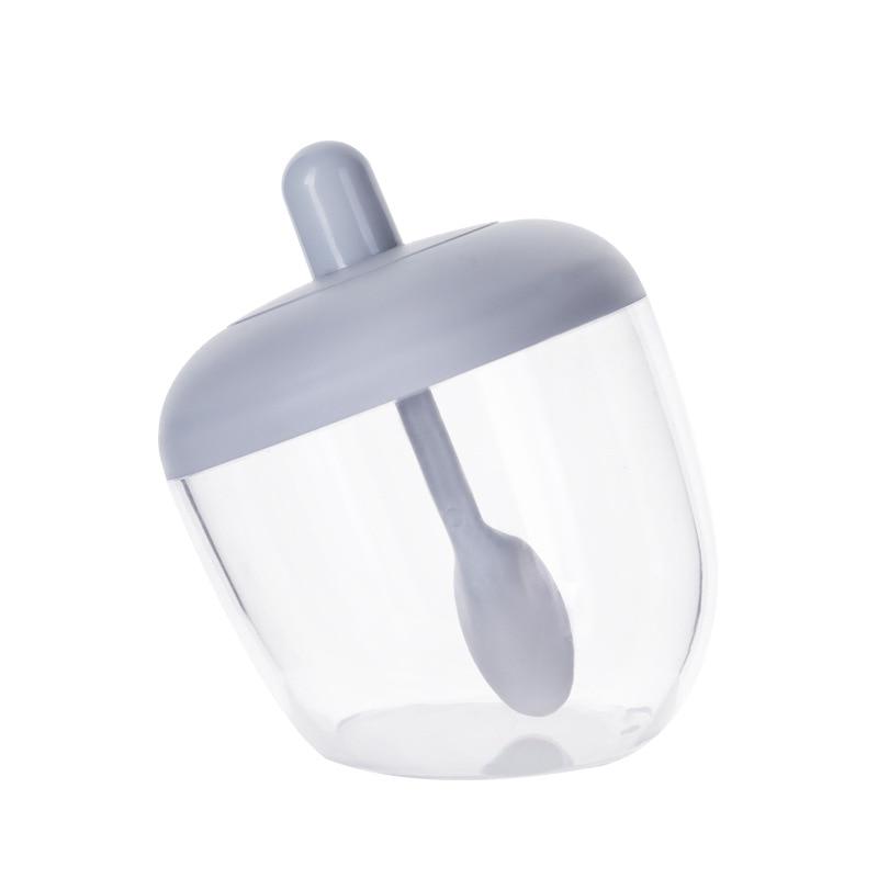 

Прозрачная креативная кухонная круглая банка для приправы, бутылка для приправы с ложкой и крышкой, влагостойкая и пыленепроницаемая серый