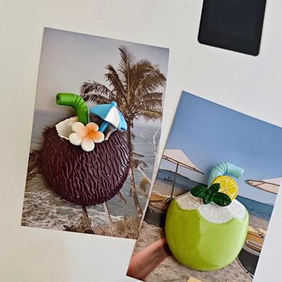 Magnes na lodówkę 3D Napój kokosowy Letnia plaża Żywica Sok kokosowy Magnetyczne akcesoria do lodówki Dekoracja domu, biura, kuchni