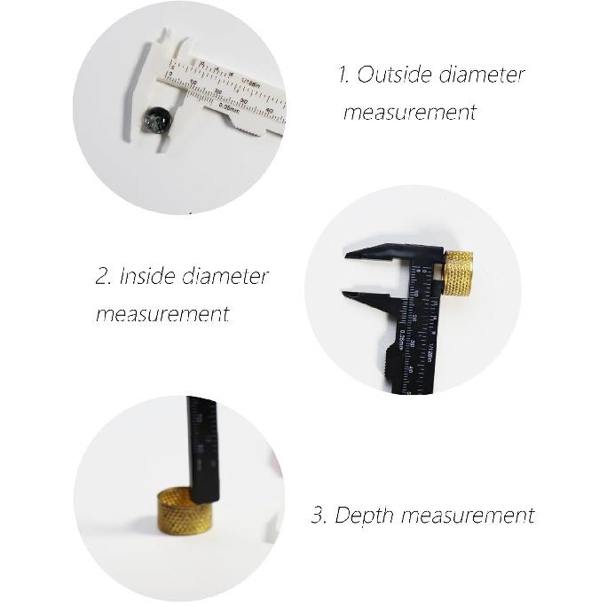 3Pcs Mini Plastic Vernier Caliper, 80mm Plastic Ruler Double Scale Sliding Gauge Measuring Tool for Inside Outside Step Depth, Portable 0-3