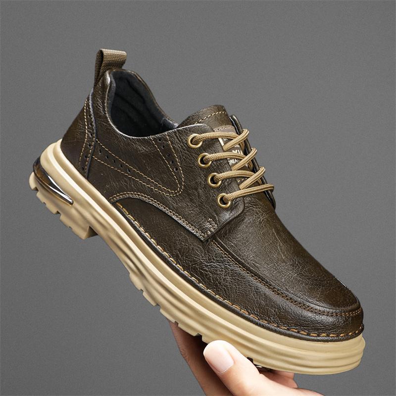 Трендовая мужская обувь Кожаные туфли с низким верхом Кроссовки на плоской подошве — фото 3