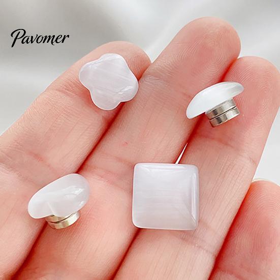 Anti Exposure Neckline Button Cat's Eye Stone Magnetic Button, No Sew Safety Pin for Scarf Shirts Sweater, Round Square Love Heart Decorative