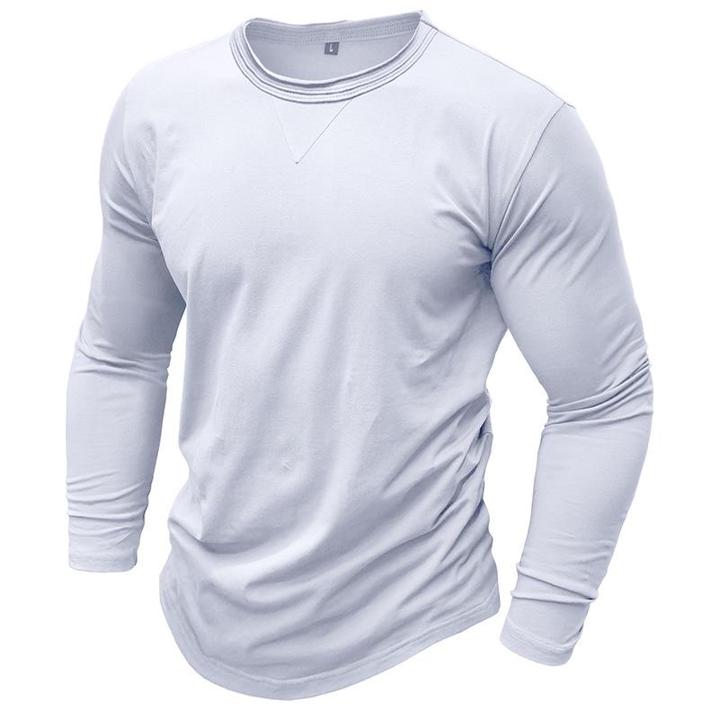 Men's Long Sleeve T-Shirts Soft Stretch Cotton Tees Crew Neck Basic Casual T-Shirt Workout Moisture Wicking Tops Male Athletic Breathable Tee Shirts