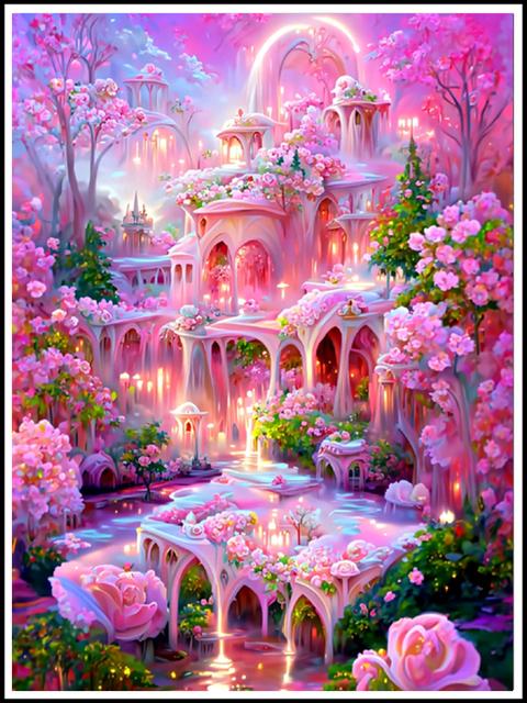 Pełna mozaika diamentowa malowanie bajkowy dom 5D haft diamentowy sen różany pałac DIY Rhinestone ścieg krzyżykowy S455