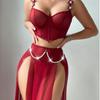 European & American Fishbone Mesh See-Through Underwire Lingerie Set