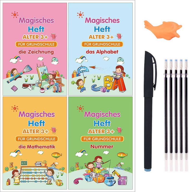 Big Size 18.5*26cm German Magic Practice Copybook Pen Preschools Kids Calligraphy Children Reusable Deutsch Writing Book