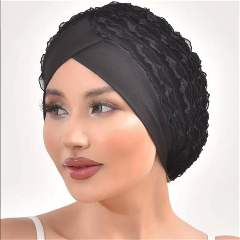 Forehead Cross Women Lace Turban Cap