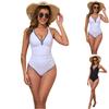 Modischer Damen-Bikini Unifarben Konservativer Badeanzug für Damen Schlanke Bademode für Damen