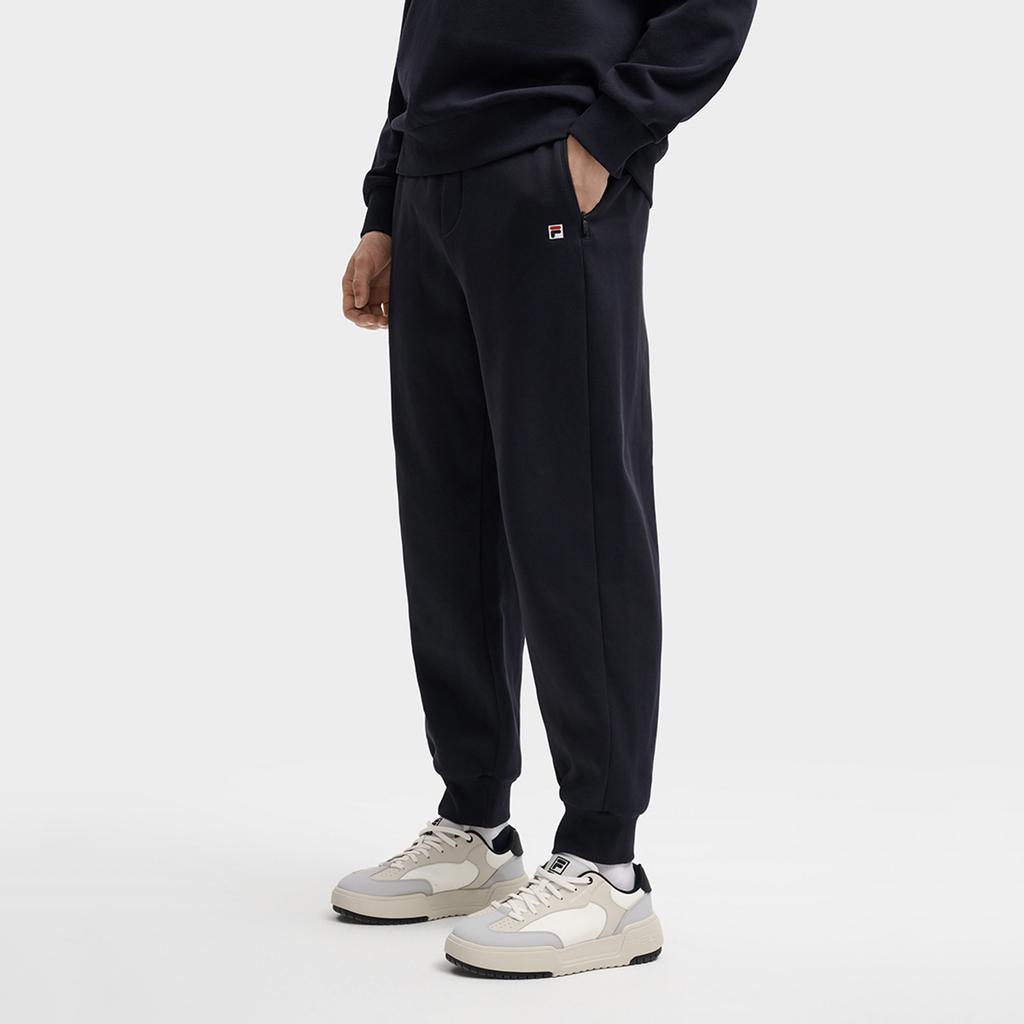 Fila Heritage Fleece Lined Classic Logo Comfortable Casual Versatile Cuffed Knit Sports Pants Men Bottoms Legendary-Blue F11M548608FNV
