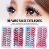 10 Paar Flauschige Manga-Wimpern Kurze Anime-Wimpern Modische Falsche Wimpern für Damen